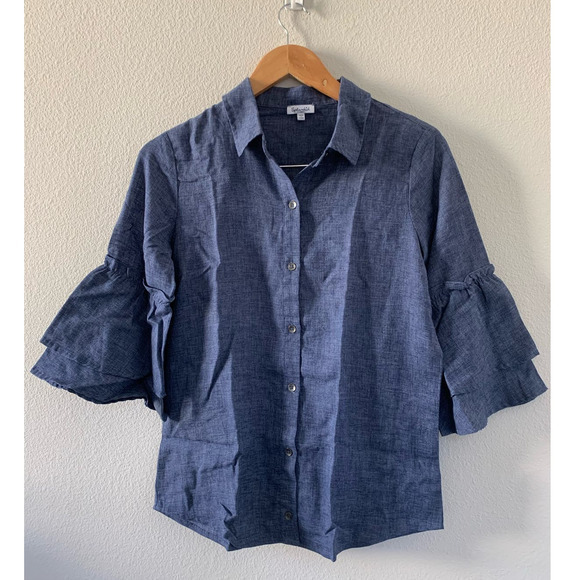 SPLENDID‎ Women Bell Sleeve Button Up Shirt - Picture 1 of 4